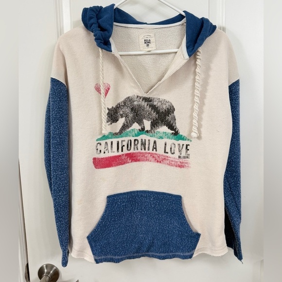 Billabong Sweaters - Billabong Blue and Cream V-Neck Sweater